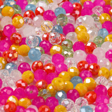 Faceted Glass Rondelle Beads 6x5mm - Carnival Mix (140 beads)