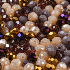 Faceted Glass Rondelle Beads 6x5mm - Plum & Champagne Mix (140 beads)