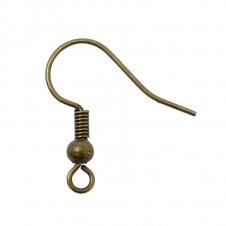 Fish Hook Earring/Earwire - Antique Brass Plated - 50pk