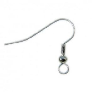 Fish Hook Earring/Earwire - Silver Plated - 50pcs