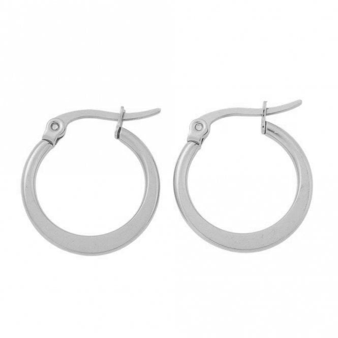 Flattened Hoop Earrings 16mm - 304 Stainless Steel - 1 pair