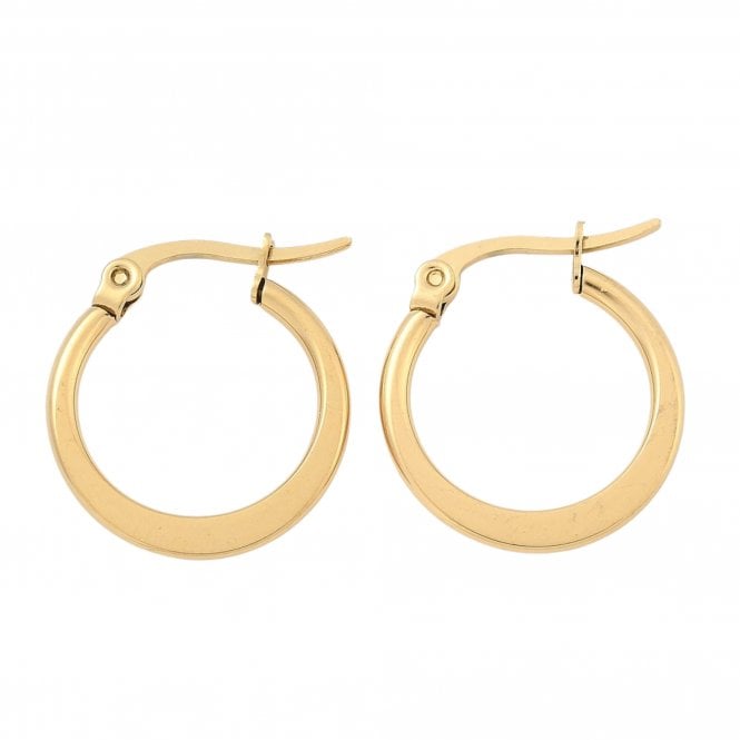 Flattened Hoop Earrings 16mm - 304 Stainless Steel Golden - 1 pair