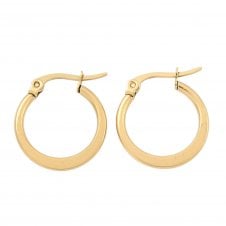 Flattened Hoop Earrings 16mm - 304 Stainless Steel Golden - 1 pair
