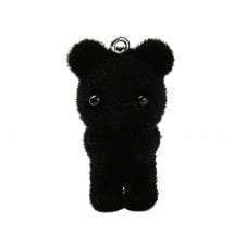 Flocked Resin Mouse Pendant 37mm - Black - 1pc