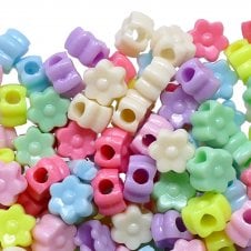 Flower 10x7mm Plastic Bead Mix - Multicoloured - 20g (50 beads approx)