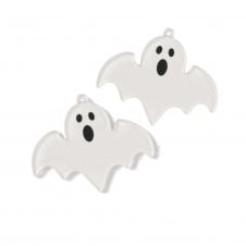 Ghost Pendants Acrylic 34x38mm - White/Clear - 2pcs