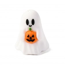 Ghost w/Pumpkin Bead Silicone 29x20mm - White/Orange - 1pc