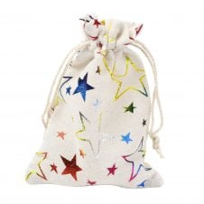 Gift Bag w/Drawstring  14x10cm Burlap - Rainbow Stars - 2pcs