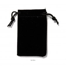Gift Bag w/Drawstring 5x7cm Velvet - Black - 5pcs