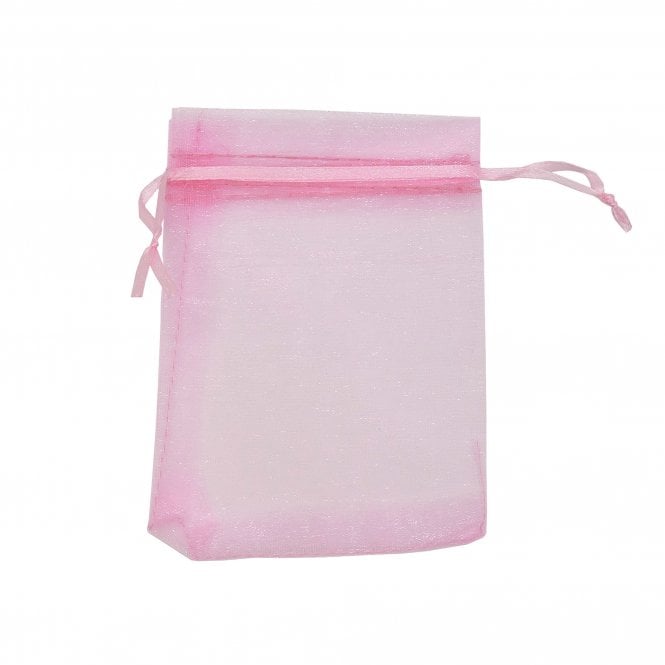 Gift Bag w/Drawstring 9x12cm Organza - Pink - 10pcs