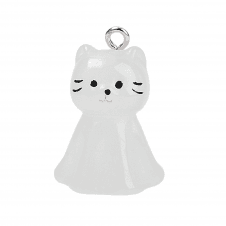 Glow in the Dark - Acrylic Cat Ghost 25x17mm - White - 1pc