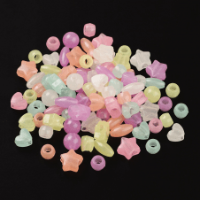 Glow in the Dark - Acrylic Mixed Shapes Beads 8-10mm - Multi - 20g (70pcs approx)