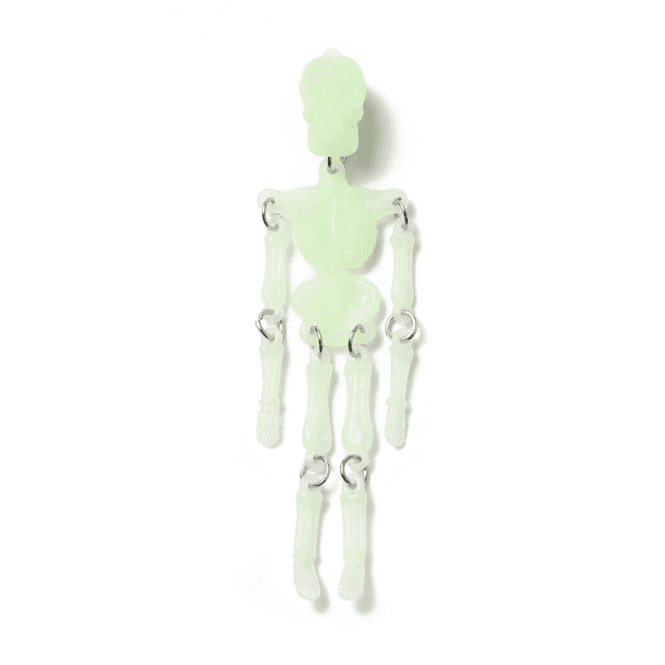 Glow in the Dark - Acrylic Skeleton Pendant 100x27mm - Green - 1pc