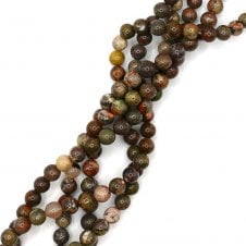 Green Remorest Agate Plain Round 8mm - 1 String (approx 46 beads)