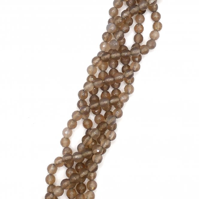 Grey Agate Faceted Round 6mm - 1 String (approx 64 beads)