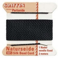 Griffin Silk Bead Cord - No 2 (0.45mm) - Black - 2 metres