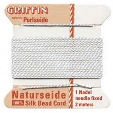 Griffin Silk Bead Cord - No 3 (0.50mm) - White - 2 metres