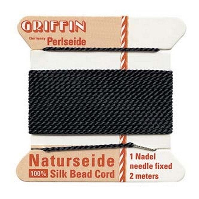  Silk Bead Cord - No 4 (0.6mm) - Black - 2 metres