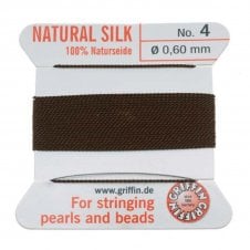 Griffin Silk Bead Cord - No 4 (0.6mm) - Brown - 2 metres