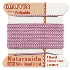 Griffin Silk Bead Cord - No 4 (0.6mm) - Dark Pink - 2 metres