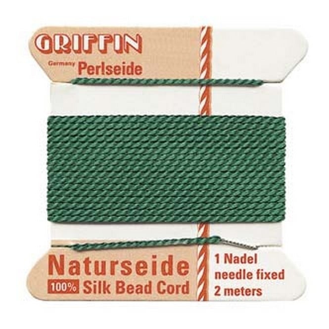  Silk Bead Cord - No 4 (0.6mm) - Green - 2 metres