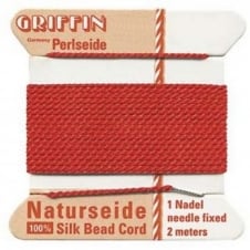 Griffin Silk Bead Cord - No 4 (0.6mm) - Red - 2 metres