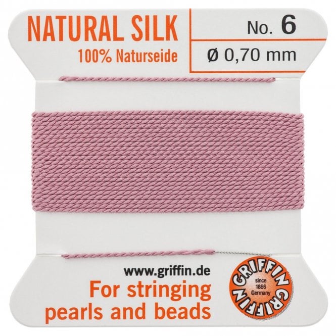  Silk Bead Cord - No 6 (0.7mm) - Dark Pink - 2 metres