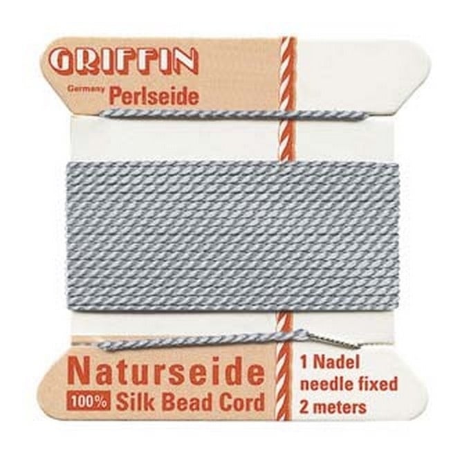 Silk Bead Cord - No 6 (0.7mm) - Grey - 2 metres