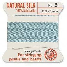 Griffin Silk Bead Cord - No 6 (0.7mm) - Turquoise  - 2 metres