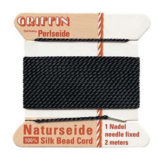  Silk Bead Cord - No 7 (0.75mm) - Black - 2 metres