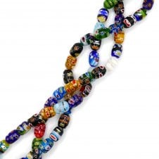 Handmade Glass Millefiori Barrel Beads 12x10mm - 36cm String (Approx. 24 Beads)