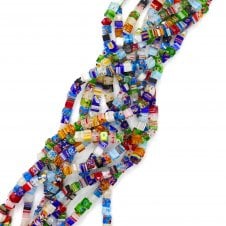 Handmade Glass Millefiori Cube Beads 6mm - 36cm String (Approx. 60 Beads)
