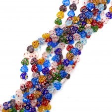Handmade Glass Millefiori Flat Heart Beads 12x4mm - 36cm String (Approx. 30 Beads)