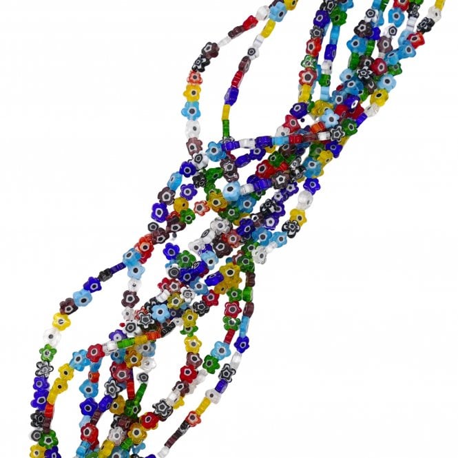 Handmade Glass Millefiori Flower Beads 8x3mm - 36cm String (Approx. 60 Beads)