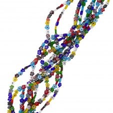 Handmade Glass Millefiori Flower Beads 8x3mm - 36cm String (Approx. 60 Beads)