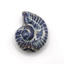 Handmade Glazed Porcelain Ammonite Beads 40mm - Blue/Cream - 1pc