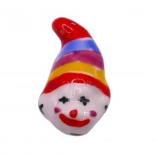 Handmade Glazed Porcelain Clown Beads 26mm - Red/Multi - 1pc