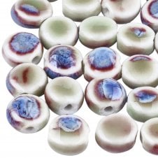Handmade Porcelain Beads (Antique Glaze) 10x6mm - Aqua - 5pcs