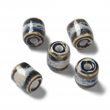 Handmade Porcelain Column Beads 10mm - Blue Tones - 5pcs
