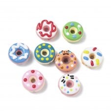 Handmade Porcelain Donut Beads 18mm - Various - 2pcs
