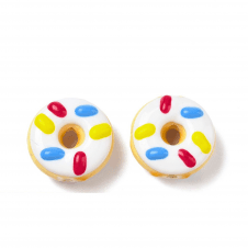 Handmade Porcelain Donut Beads 18mm - White - 2pcs