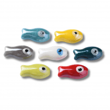 Handmade Porcelain Fish Beads 20x10mm - Multi - 5pcs