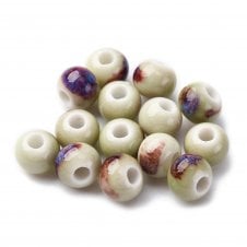Handmade Porcelain Round Beads 6mm - Beige - 10pcs
