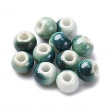 Handmade Porcelain Round Beads 6mm - Teal - 10pcs