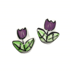 Handmade Porcelain Tulip Beads 16x14mm - Amethyst - 2pcs