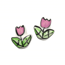 Handmade Porcelain Tulip Beads 16x14mm - Dusky Pink - 2pcs