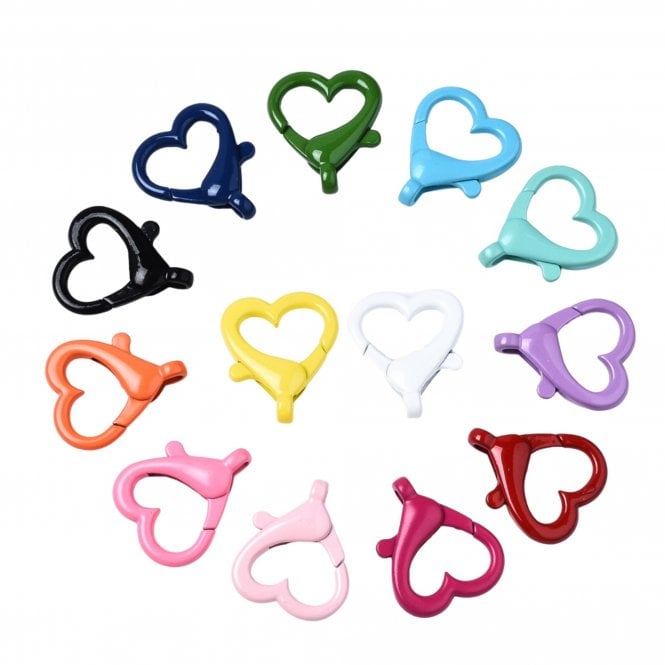 Heart Lobster Clasp Metal 26mm - Multi - 10pcs