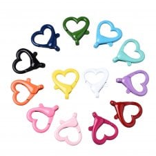 Heart Lobster Clasp Metal 26mm - Multi - 10pcs