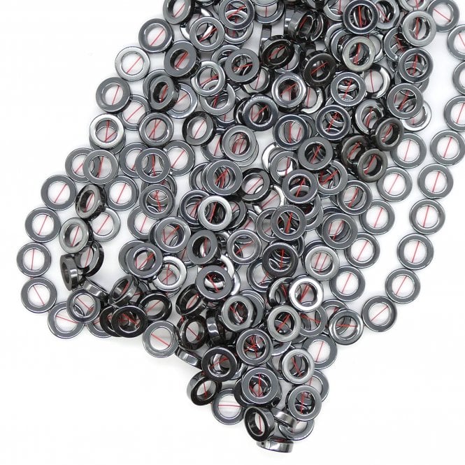 Hematite 14mm Round Loops Semi Precious Stones - 38cm String