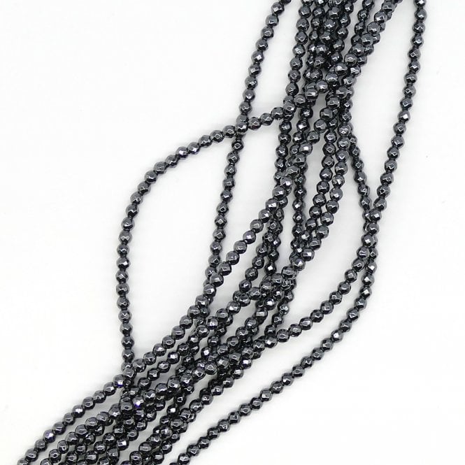 Hematite 4mm Faceted Beads Semi Precious Stones - 38cm String